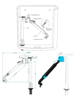 1/2" Bottom-Entry Ball Fill Valve with Float Arm for Toilets