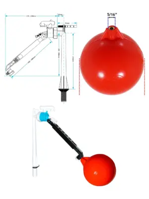 1/2" Bottom-Entry Fill Valve with 6 Ball Float Kit for Toilet Cistern