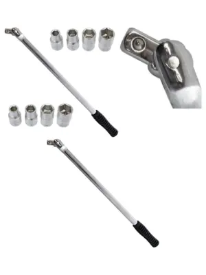 1/2" Breaker Bar Flexi Knuckle + 8‑Piece Socket Set – Wheel Balancer