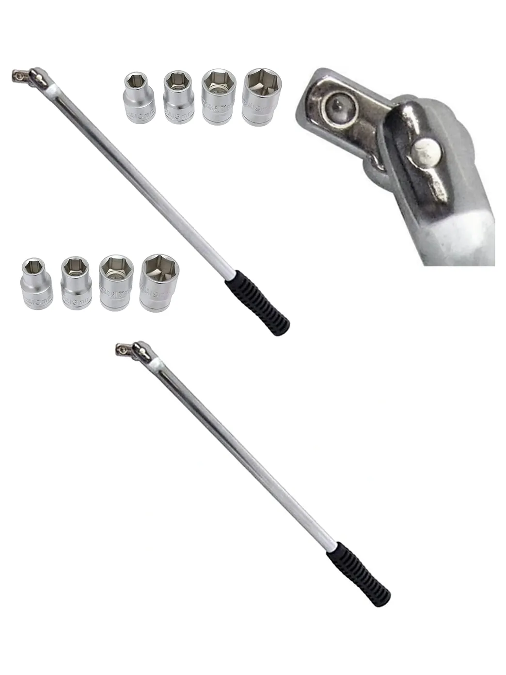 1/2" Breaker Bar Flexi Knuckle + 8‑Piece Socket Set – Wheel Balancer