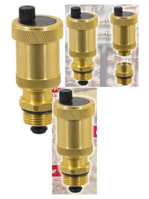 1/2" Brushed Brass Automatic Air Vent with Check Valve for Boiler Heating