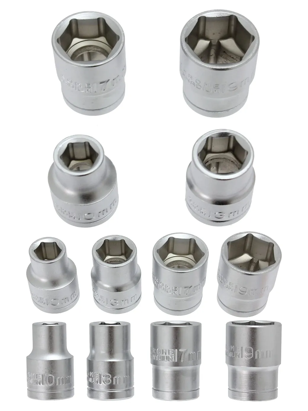 1/2" Drive Heavy-Duty Metric Socket Set – 10,13,17,19mm for Car Wheels