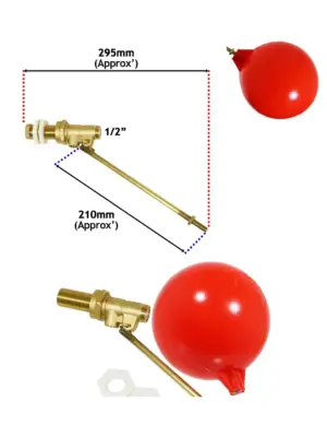 1/2" High Pressure Side-Entry Toilet Ballcock Valve with 6 Floats