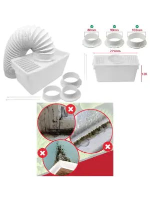 1.2m Universal Condenser Dryer Vent Hose Kit with 3 Adapters