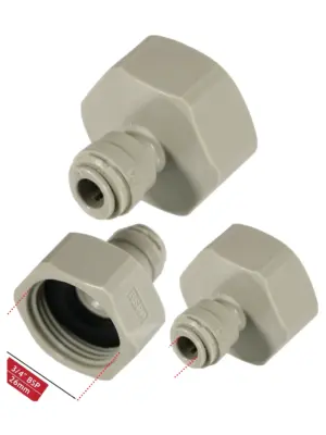 1/4" Push-Fit Female Adapter to 3/4" BSP for US Fridge Water Line