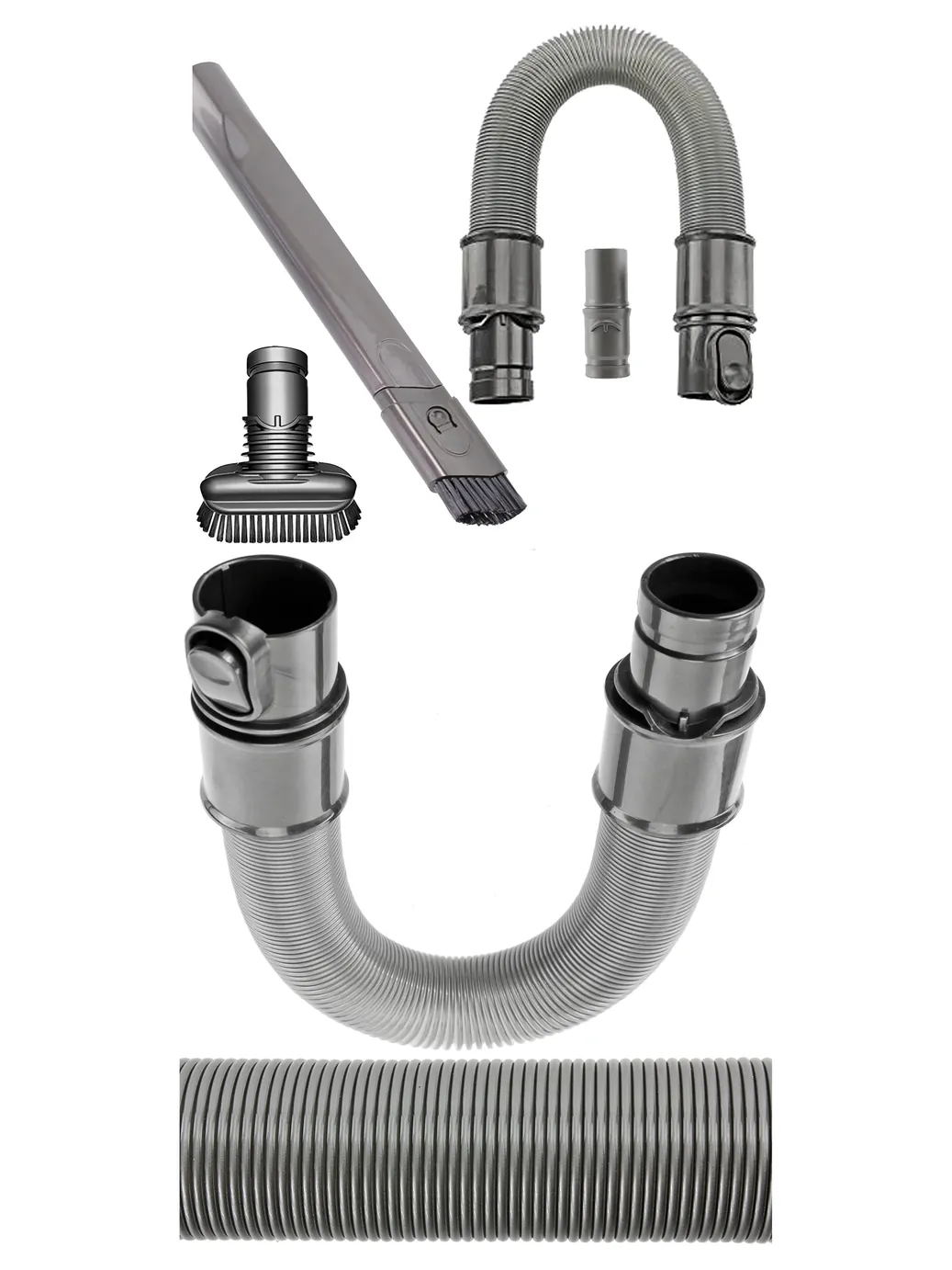 1.4m Extension Hose, Crevice Brush & Dusting Tool for Dyson Vacuums