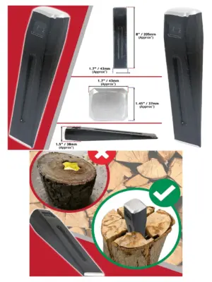 1.5kg Log Splitting Wedge & Chisel – Heavy Duty Firewood Maul