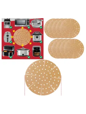 10 Brown Non‑Stick Perforated Air Fryer & Multi‑Cooker Drawer Liners