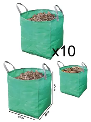 10 Heavy‑Duty Large Garden Waste Bags – Tear‑Resistant Woven Plastic