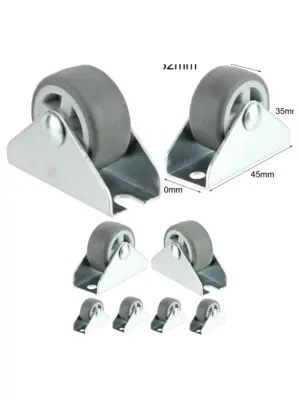 10 Pack 32mm Rubber Fixed Caster Wheels for Trolleys Small Mini