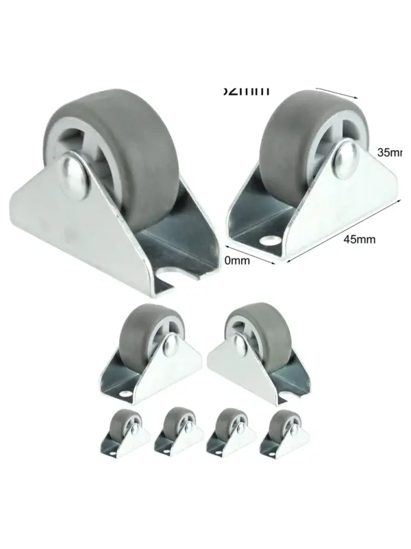 10 Pack 32mm Rubber Fixed Caster Wheels for Trolleys Small Mini