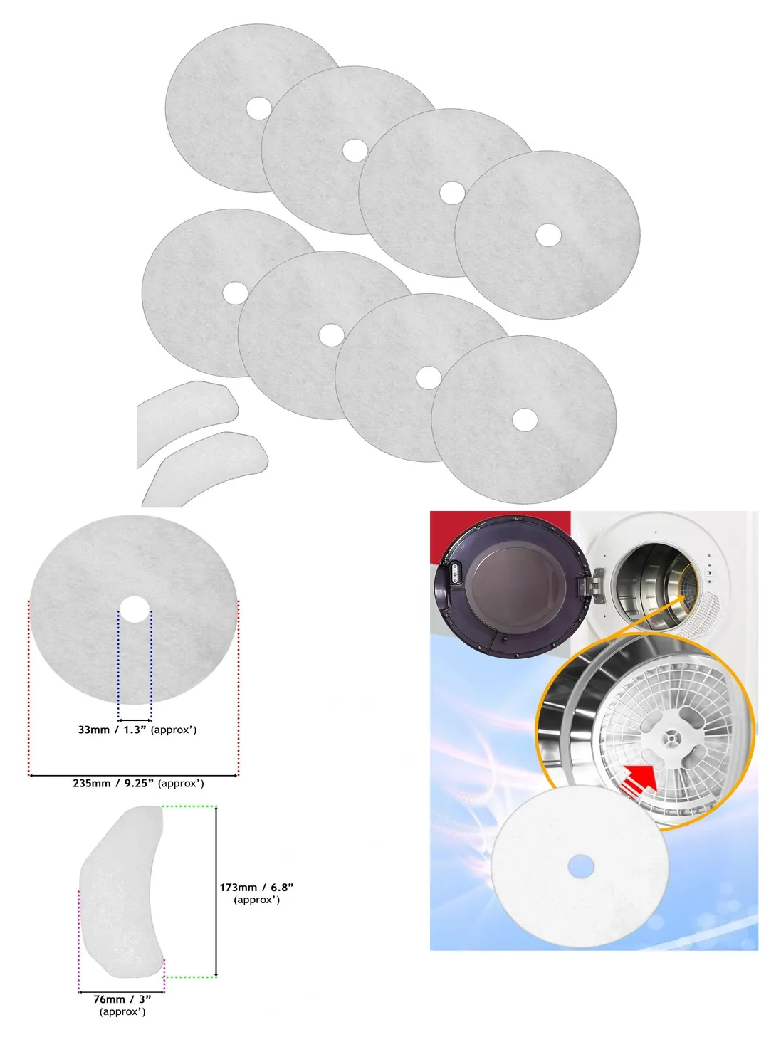 10‑Pack Dryer Exhaust & Intake Filters – fits New World NW3KGVTDW