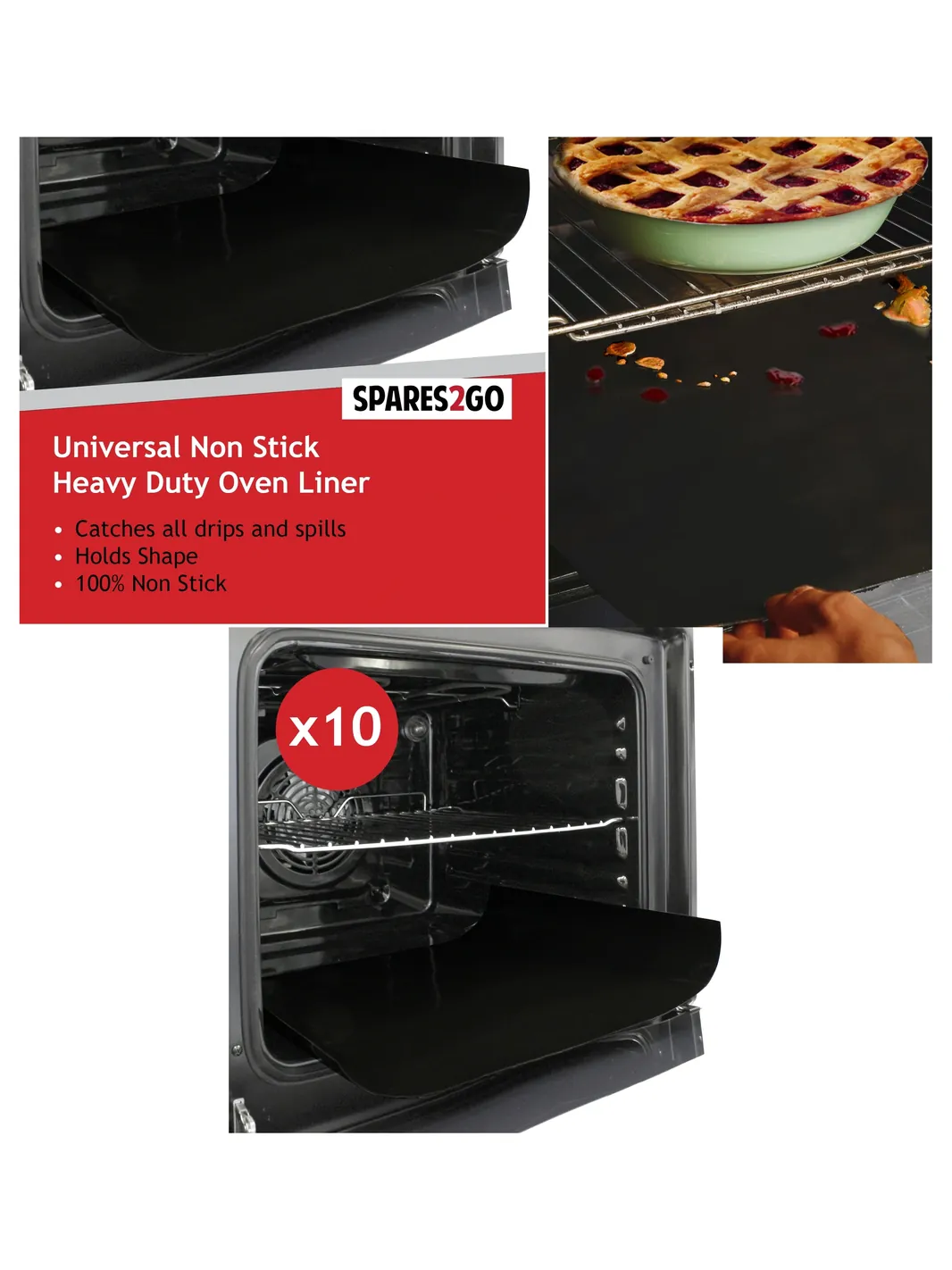 10-Pack Heavy-Duty Non-Stick Teflon Oven Liner Universal Fit