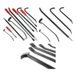 10-Piece Heavy Duty Crowbar Set - Flat Pry Bar & Long Wrecking Rod