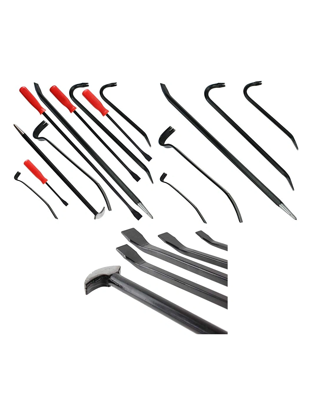 10-Piece Heavy Duty Crowbar Set - Flat Pry Bar & Long Wrecking Rod