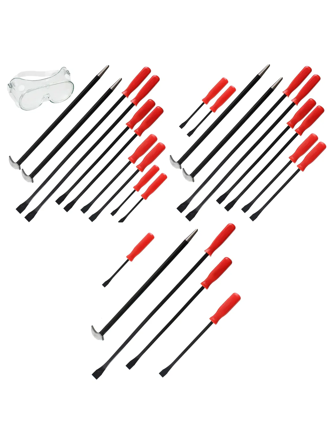 10-Piece Heavy-Duty Crowbar Set with Long Lever & Safety Goggles