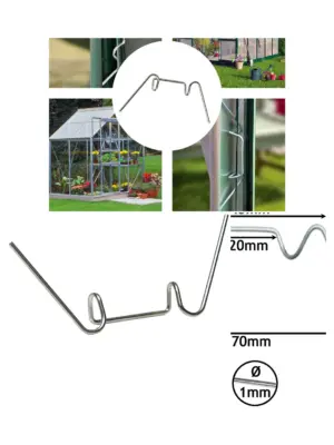 100 Pack Greenhouse Spring Wire Clips for Glass Pane Frame Fixing