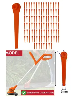 100 Plastic Blades for FLYMO SimpliTrim Li‑Battery Grass Trimmer