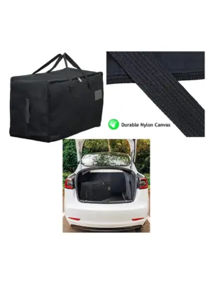100L Black Canvas Car Trunk Organizer Bag – Extra‑Large Travel Storage