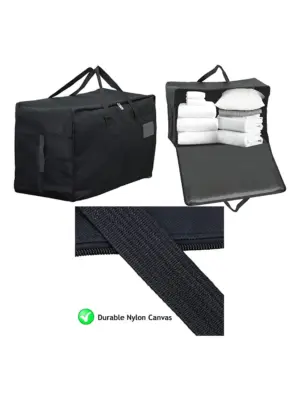 100L Black Canvas Laundry Bag – Extra‑Large Wash & Storage Tote