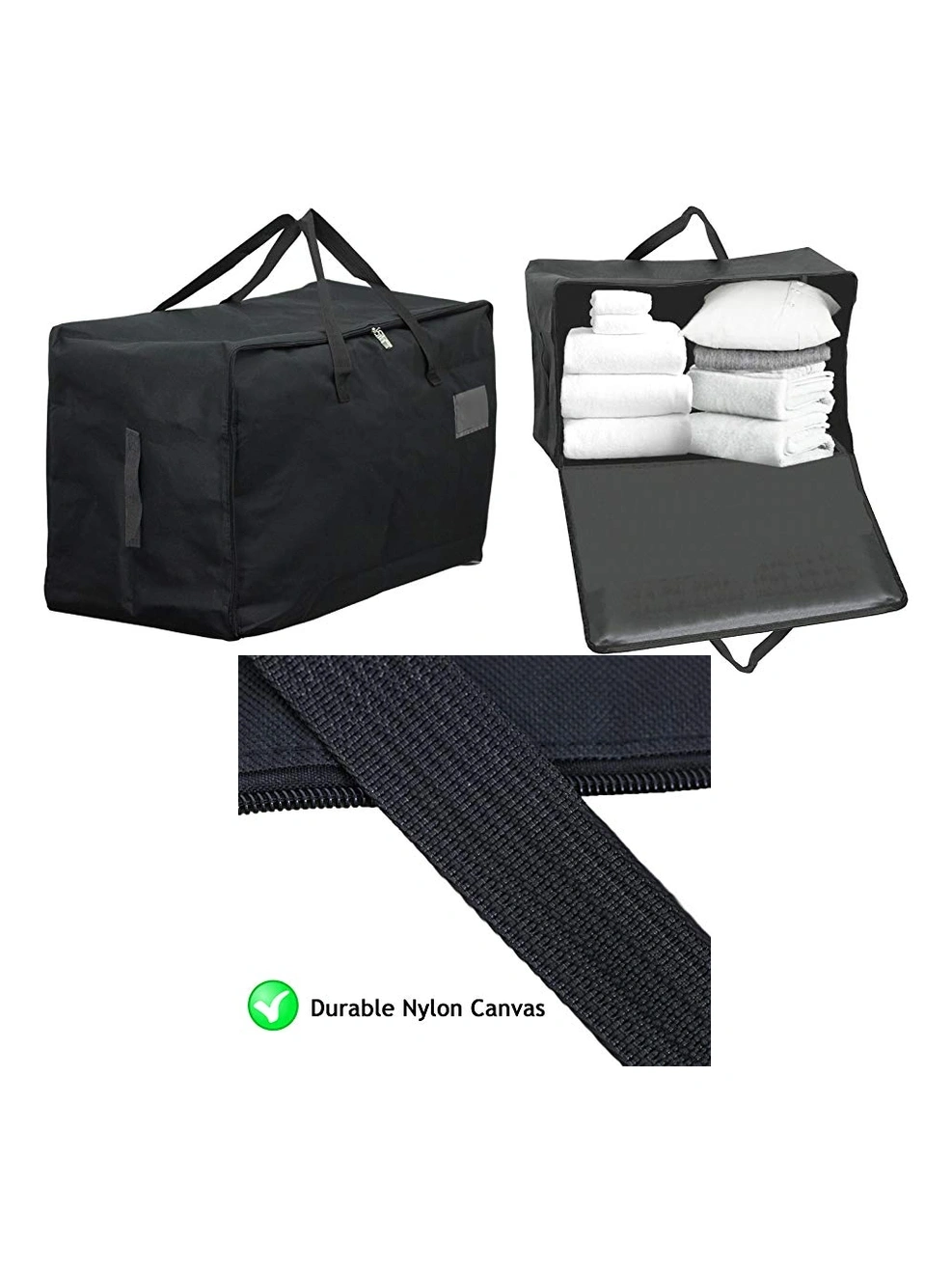 100L Black Canvas Laundry Bag – Extra‑Large Wash & Storage Tote