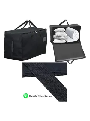 100L Extra Large Black Canvas Duvet & Pillow Storage Bag