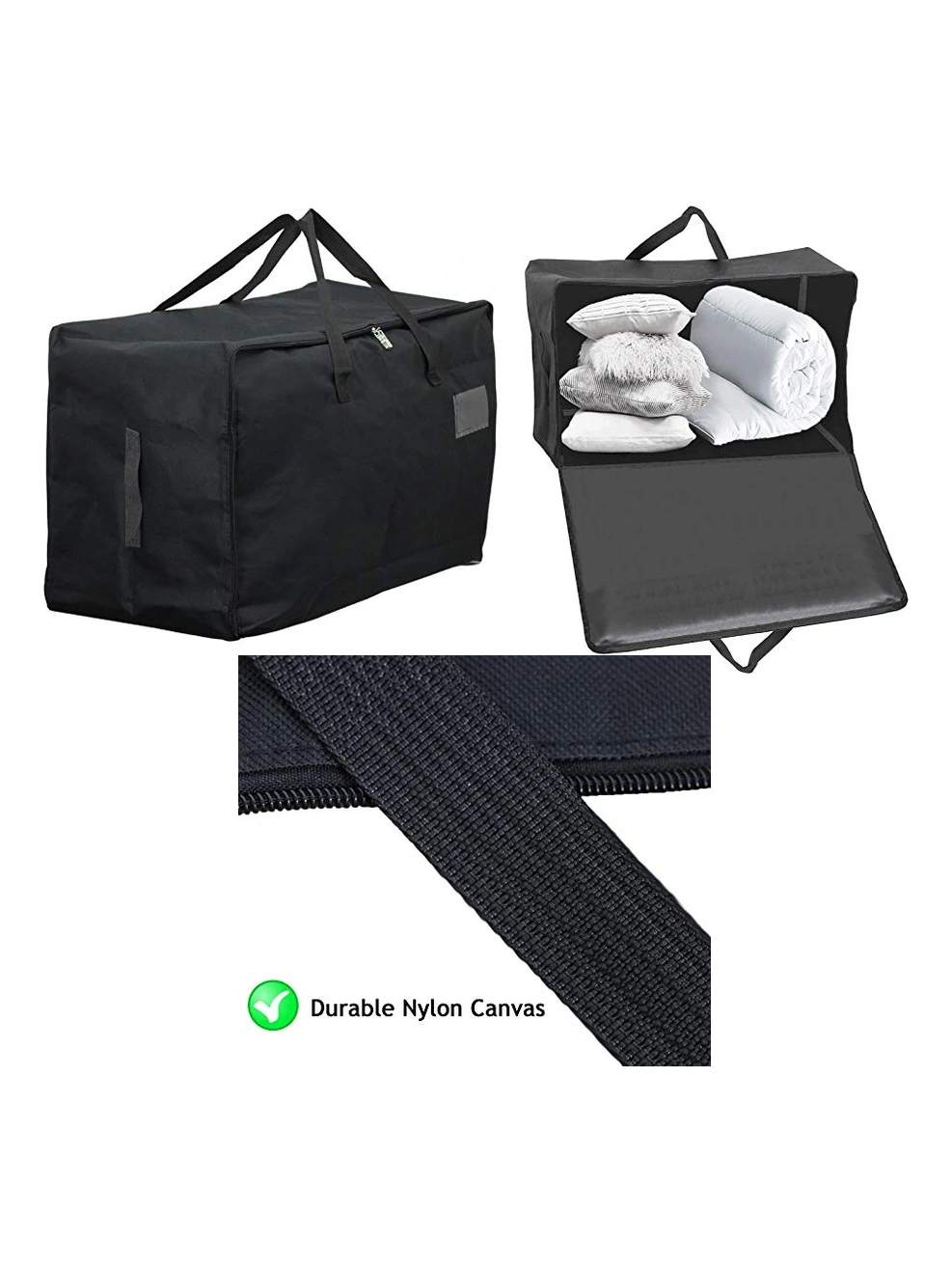 100L Extra Large Black Canvas Duvet & Pillow Storage Bag