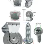 100mm Caster Wheel Plate - 80kg for Fridge/Freezer/Chiller - Screws