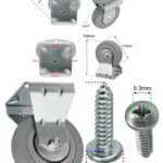 100mm Fixed Caster Wheel with Plate & Screws for Bed & Cabinet