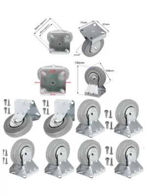100mm Fixed-Plate Caster Wheels for Speaker Cases – 4 Pack with Screws