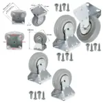 100mm Rubber Caster Wheels Fixed Metal Plate 80kg (2) + Screws