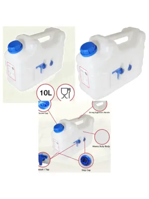 10L Water Jug with Tap – Jerry Can for Camping, Farm & Caravan