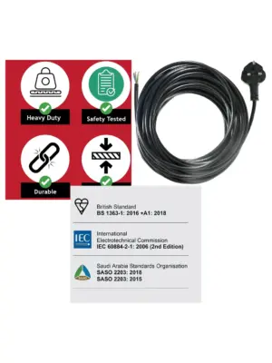 10m 3‑Core 1.5 mm² Power Cable for Dehumidifier, AC & Fan