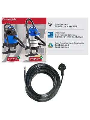10m 3‑Core 13A Power Cable for Wickes Wet & Dry Vacuum – UK Plug