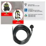 10m 3‑Core Power Cable for Guild GWD16 & GWD30 Wet/Dry Vac 13A UK Plug