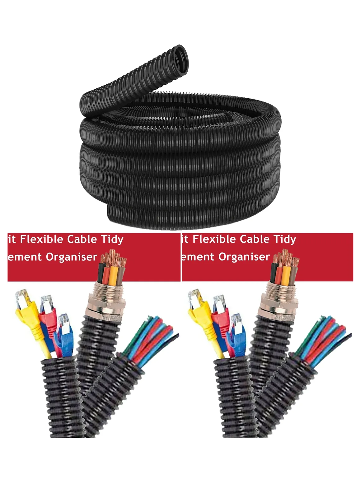 10m Black Flexible Cable Sleeve 32mm Conduit for Wire Management