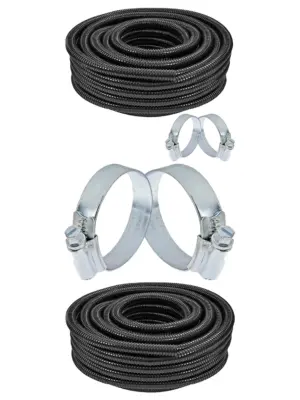 10m Corrugated 25mm Marine Pond Pump Hose with 2 Clamp Clips