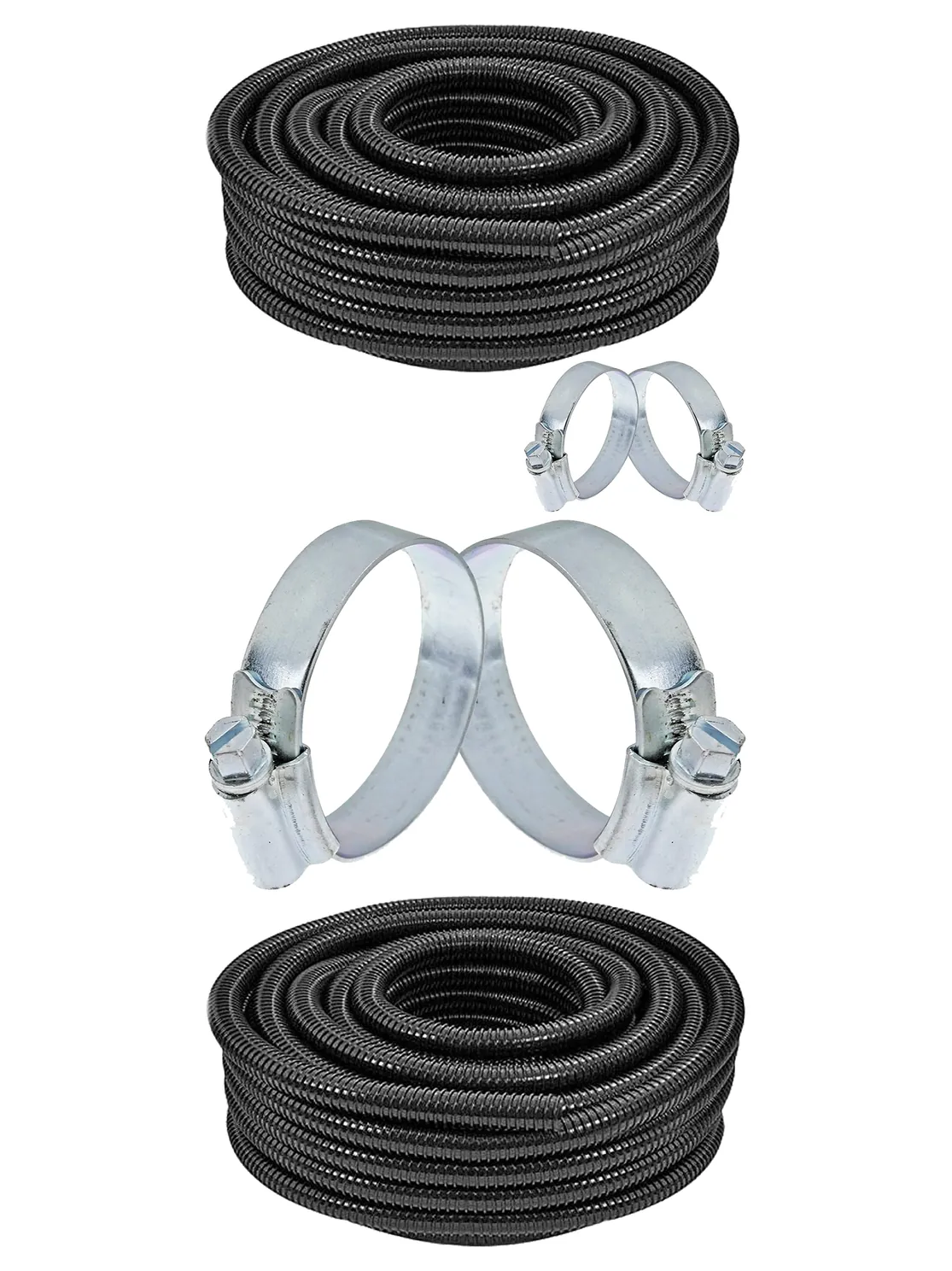 10m Corrugated 25mm Marine Pond Pump Hose with 2 Clamp Clips