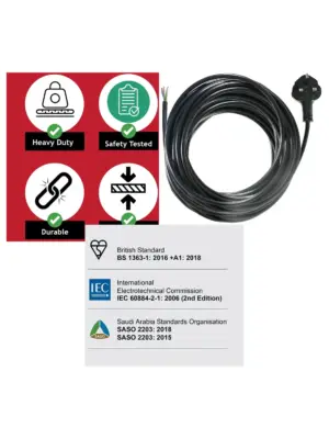 10m Heavy-Duty Cement Mixer Power Cord 1.5mm³ 3-Core Plug