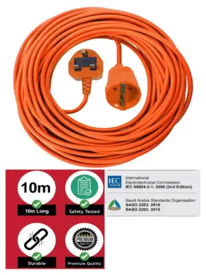 10m Power Cord for Worx Lawn Mower, Strimmer & Chainsaw – UK 3‑Pin