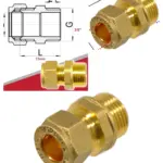 10mm (3/8") Brass Compression Pipe Coupler – Male BSP Adapter