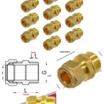 10mm x 3/8 BSP Brass Male Compression Pipe Coupler Adapter – 10 Pack