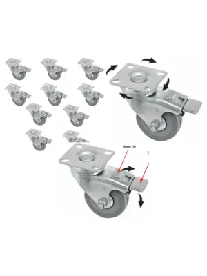 10pcs 50mm Heavy-Duty Swivel Caster Wheels with Brake for Furniture