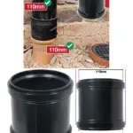 110mm Double Socket Push-Fit Waste Pipe Coupler Straight Slip Black