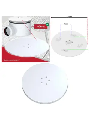 110mm Matte White Shower Plug Cover for 90mm Trap Tray
