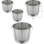 12 L Stainless Steel BBQ Bucket Set – Two Handled Pails, Silver