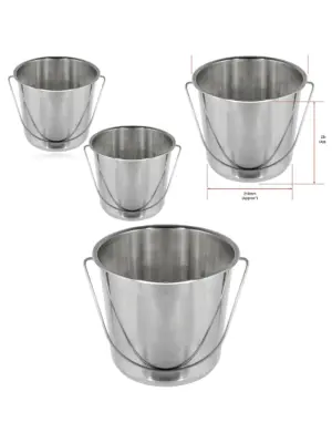 12 L Stainless Steel BBQ Bucket Set – Two Handled Pails, Silver