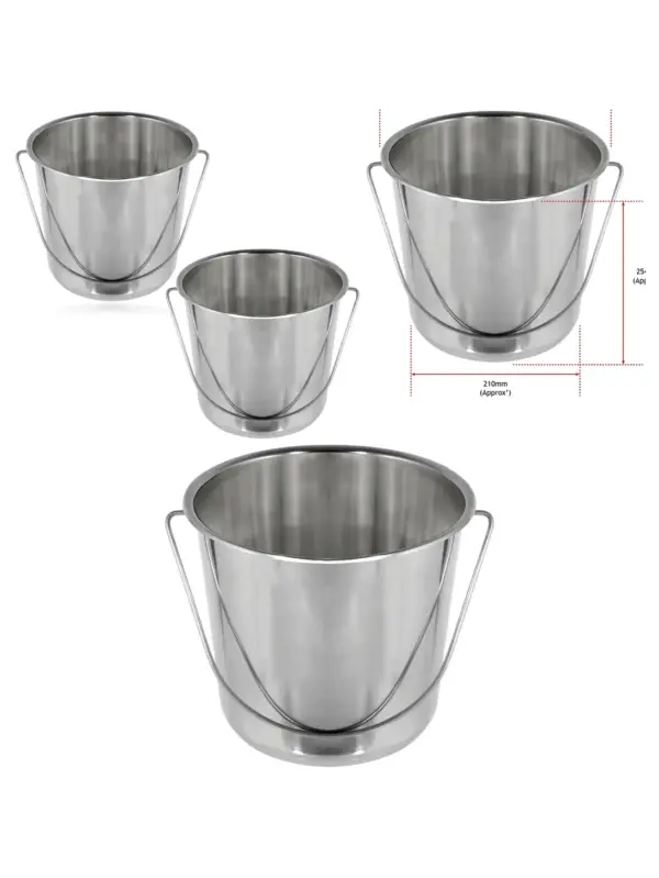 12 L Stainless Steel BBQ Bucket Set – Two Handled Pails, Silver