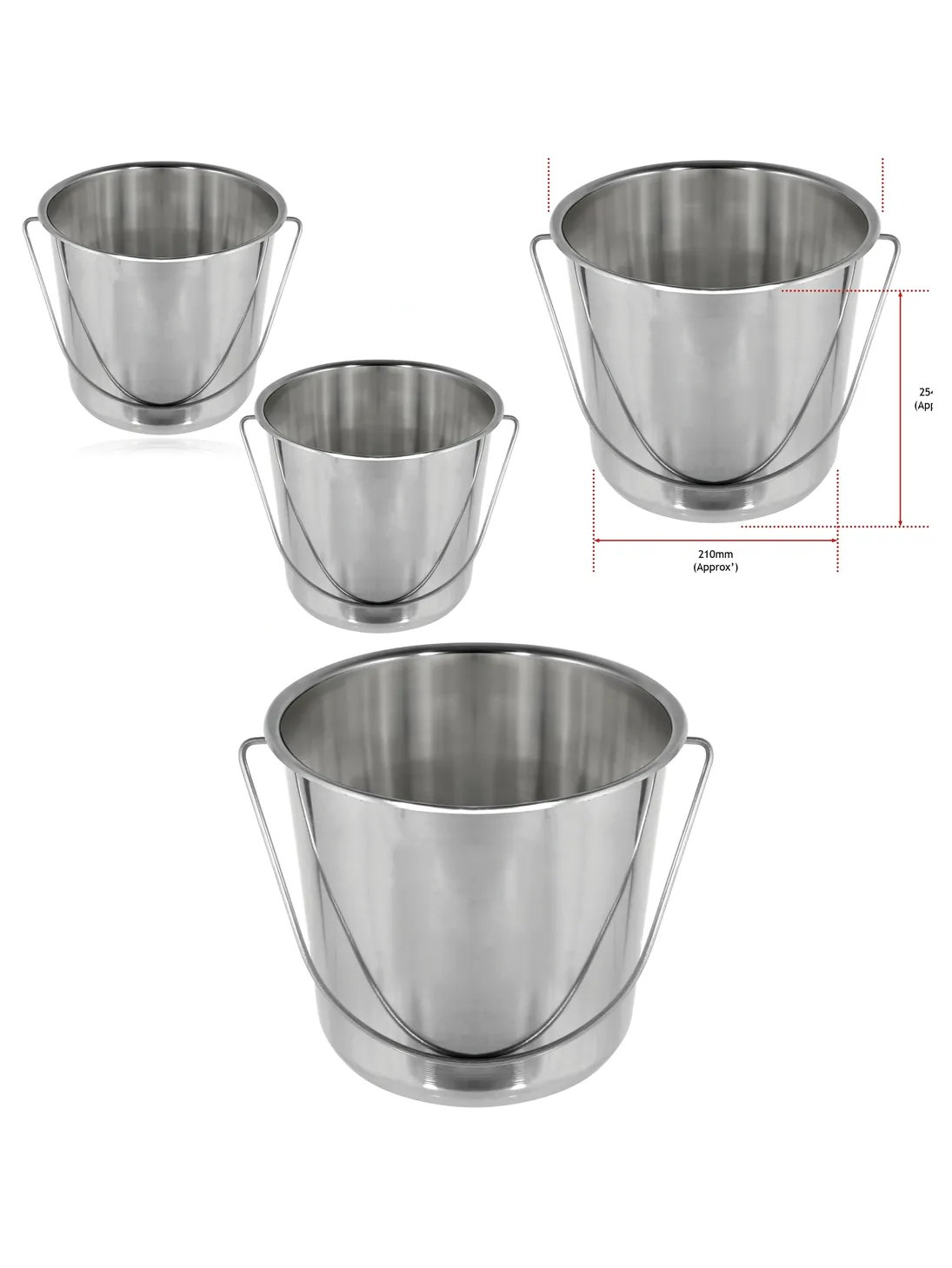 12 L Stainless Steel BBQ Bucket Set – Two Handled Pails, Silver