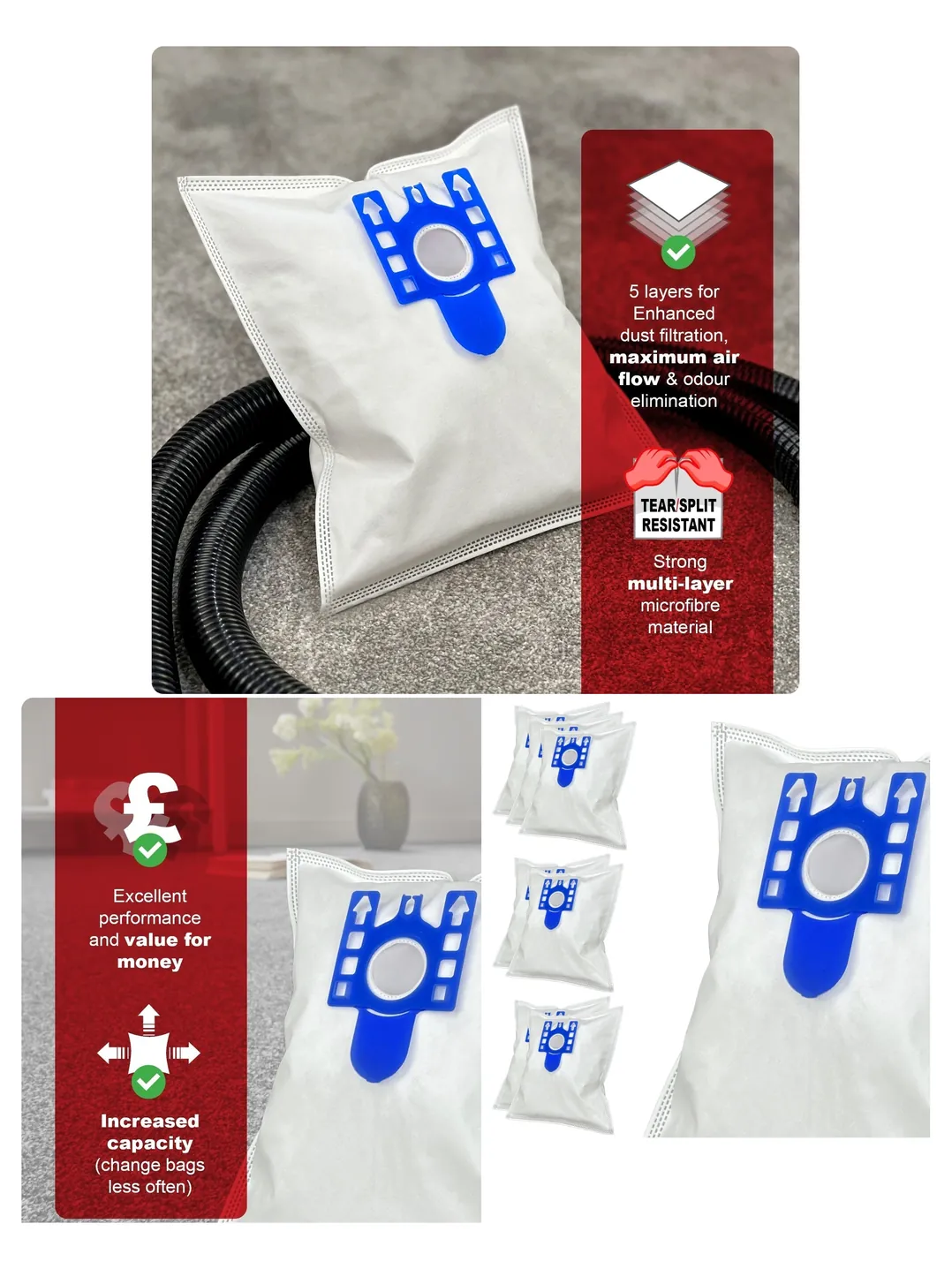 12-Pack Miele Filter Bags for S2111/S5211/S5261/C2-C3/CX1/Blizzard